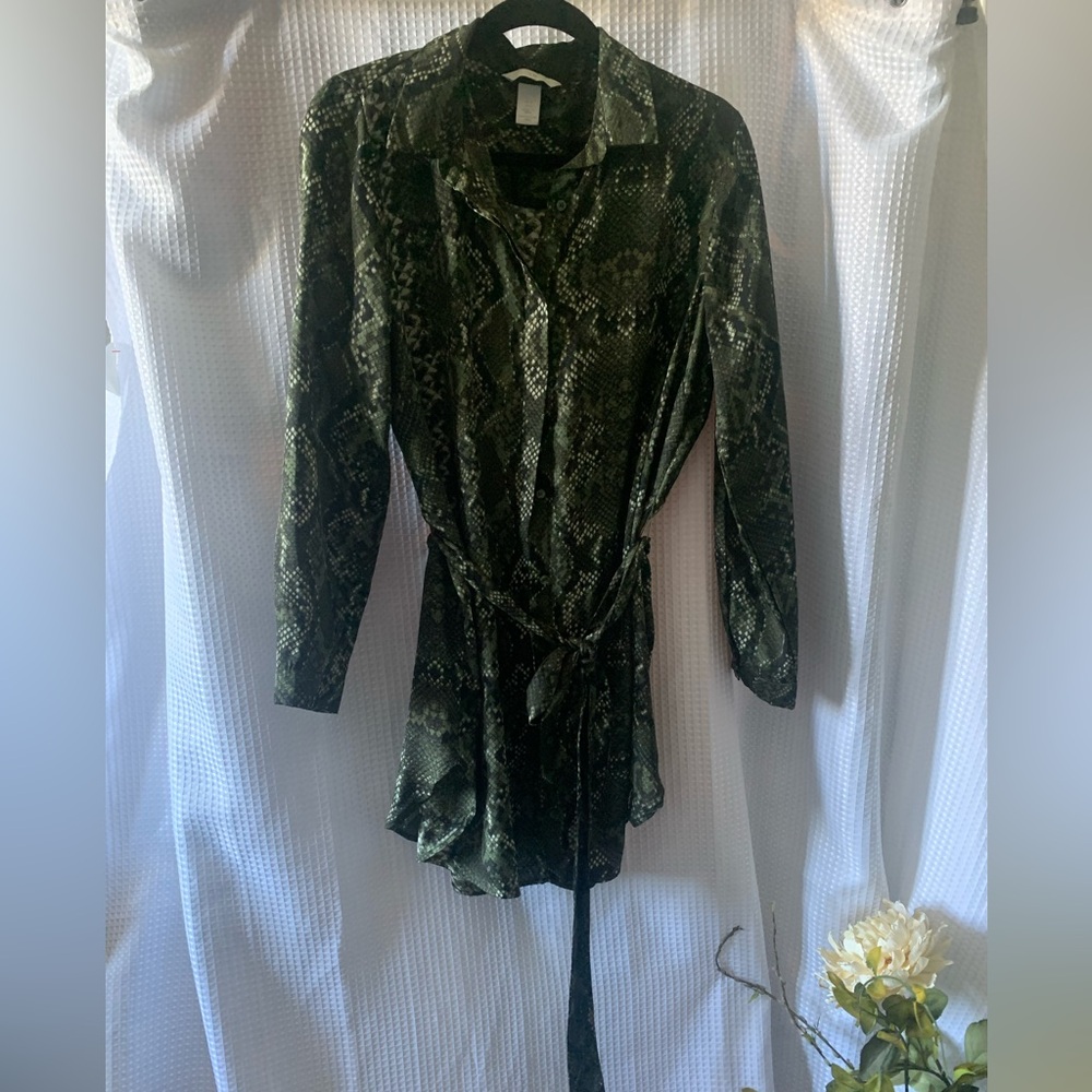 EUC Snake Print Belted Mini Dress